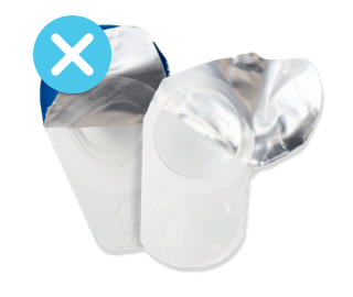 Photo of unseparated contact lens blister packs and top foils